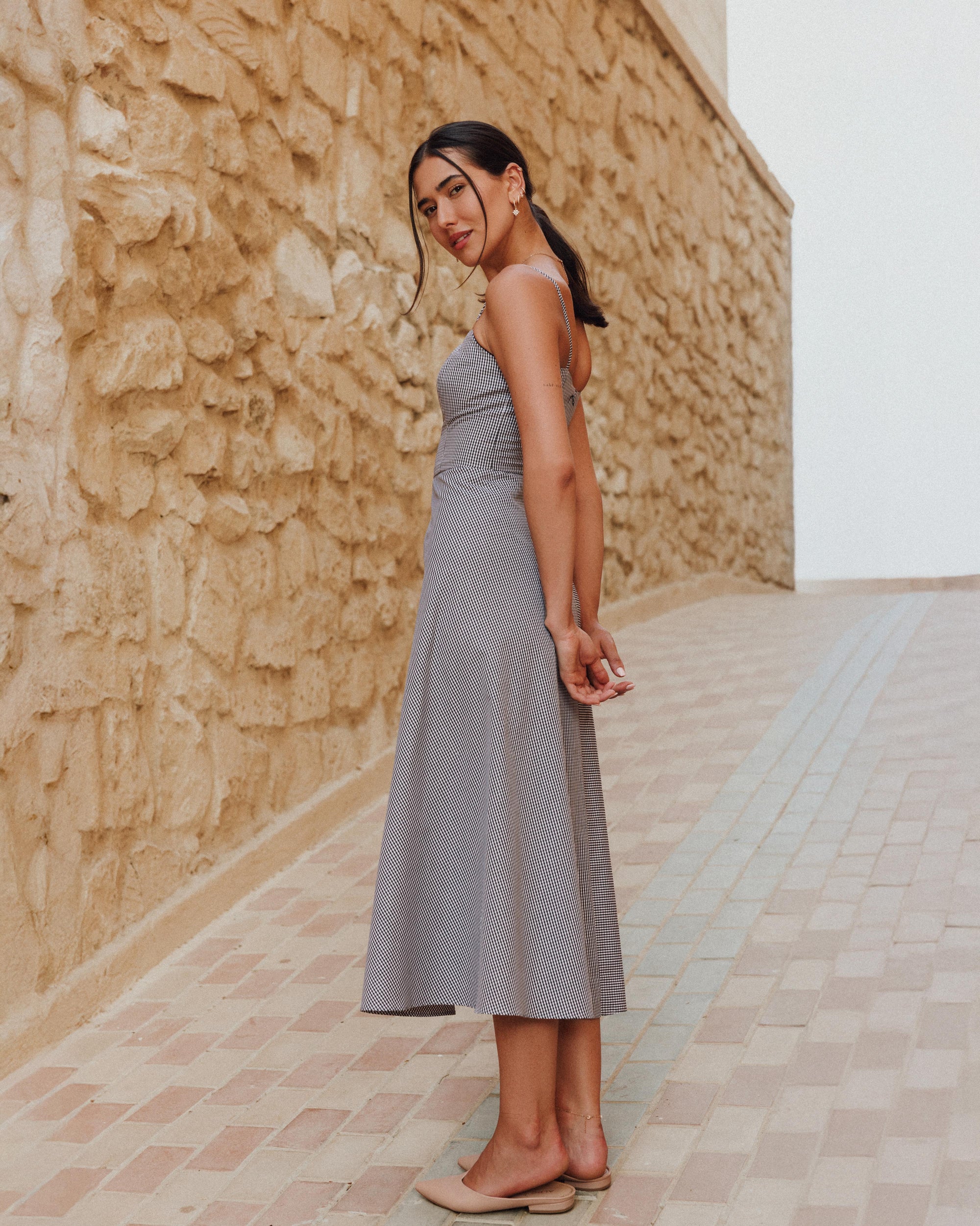 Gingham Midi Dress